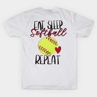 Eat, Sleep, Softball Repeat Design T-Shirt